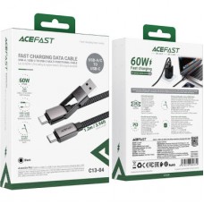 Дата кабель USB-C to USB-C/A 1.2m 3.0 A zink alloy C13-04 Black Acefast (6974316282334) - Фото