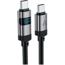Дата кабель USB-C to USB-C 1.2m 60 W digital display C15-03 Black Acefast (6974316283720) - Фото