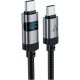 Дата кабель USB-C to USB-C 1.2m 60 W digital display C15-03 Black Acefast (6974316283720)
