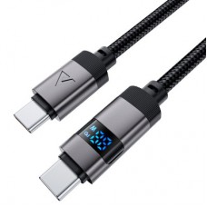 Дата кабель USB-C to USB-C 1.2m 60 W digital display C15-03 Black Acefast (6974316283720) - Фото
