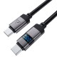 Дата кабель USB-C to USB-C 1.2m 60 W digital display C15-03 Black Acefast (6974316283720)