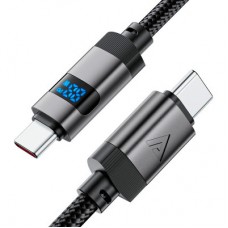 Дата кабель USB-C to USB-C 1.2m 60 W digital display C15-03 Black Acefast (6974316283720) - Фото