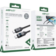 Дата кабель USB-C to USB-C 1.2m 60 W digital display C15-03 Black Acefast (6974316283720) - Фото