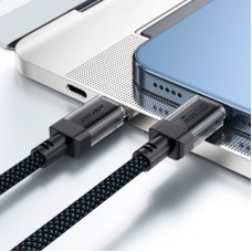 Дата кабель USB-C to USB-C 1.2m 60W stainless steel C12-03 Black Acefast (6974316283317) Дата кабель USB-C to USB-C 1.2m 60W stainless steel C12-03 Black Acefast (6974316283317) - Фото