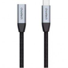 Дата кабель USB-C 3.1 AM/AF 2.0m 10Gbps 100 W nylon braid Choetech (XCC-1039-CA-GY) - Фото