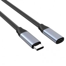 Дата кабель USB-C 3.1 AM/AF 2.0m 10Gbps 100 W nylon braid Choetech (XCC-1039-CA-GY) - Фото