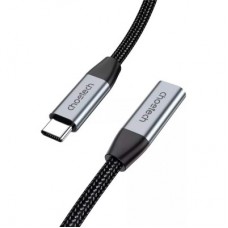 Дата кабель USB-C 3.1 AM/AF 2.0m 10Gbps 100 W nylon braid Choetech (XCC-1039-CA-GY) - Фото