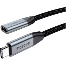 Дата кабель USB-C 3.1 AM/AF 2.0m 10Gbps 100 W nylon braid Choetech (XCC-1039-CA-GY) - Фото