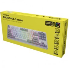 Клавіатура Hator Rockfall 3 Mecha TKL QMK/VIA Orange Wireless White (HTK851UA) - Фото