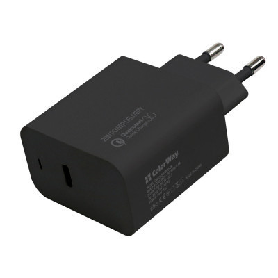 Зарядний пристрій ColorWay Power Delivery Port USB Type-C (20 W) black (CW-CHS023PD-BK)
