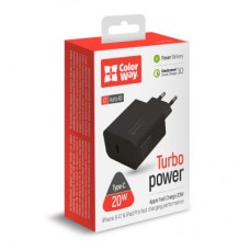 Зарядний пристрій ColorWay Power Delivery Port USB Type-C (20 W) black (CW-CHS023PD-BK) - Фото