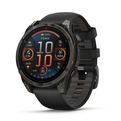 Смарт-годинник Garmin fenix 8 47 mm, AMOLED, Saph, CrbnGryTi/Blk, Blk/PebbleGryBnd, GPS (010-02904-21)