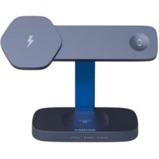 Зарядний пристрій Canyon wireless charger HEXAGON WCS-310 3in1 DarkGrey/Blue (CNS-WCS310DGBL) - Фото