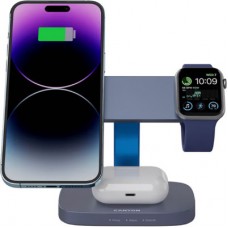 Зарядний пристрій Canyon wireless charger HEXAGON WCS-310 3in1 DarkGrey/Blue (CNS-WCS310DGBL) - Фото