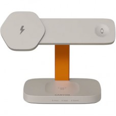 Зарядний пристрій Canyon wireless charger HEXAGON WCS-310 3in1 LightGrey/Orange (CNS-WCS310LGOR) - Фото