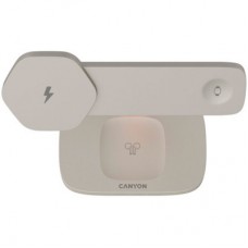Зарядний пристрій Canyon wireless charger HEXAGON WCS-310 3in1 LightGrey/Orange (CNS-WCS310LGOR) - Фото