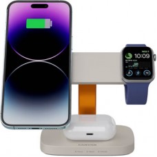 Зарядний пристрій Canyon wireless charger HEXAGON WCS-310 3in1 LightGrey/Orange (CNS-WCS310LGOR) - Фото