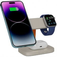 Зарядний пристрій Canyon wireless charger HEXAGON WCS-310 3in1 LightGrey/Orange (CNS-WCS310LGOR) - Фото