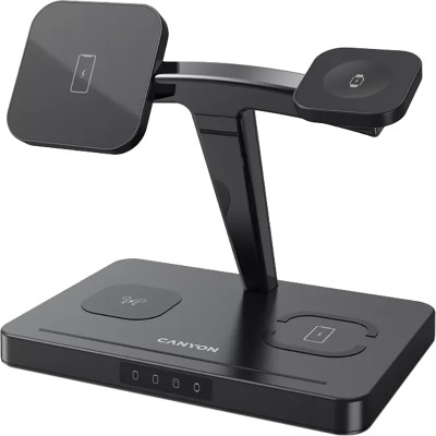 Зарядний пристрій Canyon wireless charger WS-404 15 W 4in1 Black (CNS-WCS404)