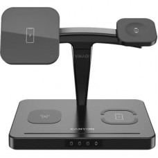 Зарядний пристрій Canyon wireless charger WS-404 15 W 4in1 Black (CNS-WCS404) - Фото