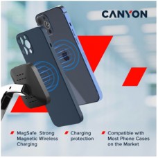 Зарядний пристрій Canyon wireless charger WS-404 15 W 4in1 Black (CNS-WCS404) - Фото