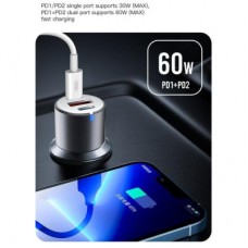 Зарядное устройство XO CC45 1 USB QC 3.0 + 2 Type-C PD (60W) Black (XO-CC45-BK) - Фото