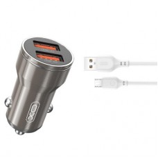 Зарядное устройство XO CC48 2.4A/2 USB + microUSB Grey (XO-CC48m-GR)