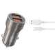 Зарядное устройство XO CC48 2.4A/2 USB + microUSB Grey (XO-CC48m-GR)