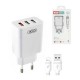 Зарядное устройство XO QC 3.0 L72 30W (18W/1USB + 2.4A/2 USB) + cable Lightning White (XO-L72i-WH)