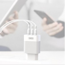 Зарядное устройство XO QC 3.0 L72 30W (18W/1USB + 2.4A/2 USB) + cable Lightning White (XO-L72i-WH) - Фото