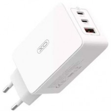 Зарядное устройство XO CE13 PD65W GaN (2Type-C/1USB) White (XO-CE13-WH) - Фото