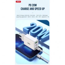 Зарядное устройство XO L101 PD + QC3.0 (1USB/2Type-C/20W) + USB - MicroUSB White (XO-L101-WH) - Фото