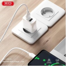 Зарядное устройство XO L109 12W (2USB/2.4A) + USB - Type-C White (XO-L109-T) - Фото