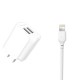 Зарядное устройство XO L35D 2USB / 2.1А + Lightning white (XO-L35-LGHT)