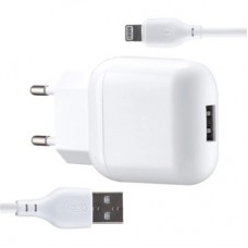 Зарядное устройство XO L37 2.1A/1USB + cable Lightning White (L37i-WH) Зарядное устройство XO L37 2.1A/1USB + cable Lightning White (L37i-WH) - Фото