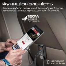 Зарядний пристрій Promate gearhub-120w.black - Фото