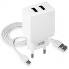 Зарядное устройство XO L75 2USB/2.4A + MicroUSB White (XO-L75-M)