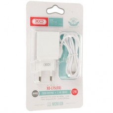Зарядное устройство XO L75 2USB/2.4A + MicroUSB White (XO-L75-M) - Фото