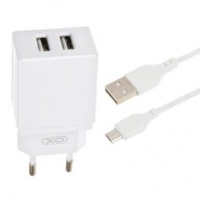 Зарядное устройство XO L75 2USB/2.4A + MicroUSB White (XO-L75-M) - Фото
