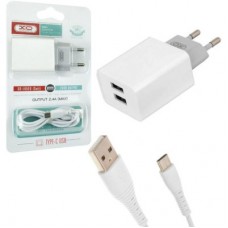 Зарядное устройство XO L75 2USB/2.4A + Type-C White (XO-L75-T) - Фото