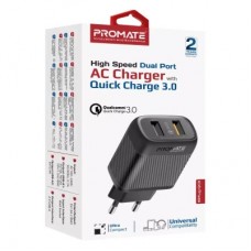 Зарядний пристрій Promate biplug-qc3.eu-bk - Фото