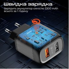 Зарядний пристрій Promate biplug-qc3.eu-bk - Фото