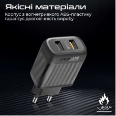 Зарядний пристрій Promate biplug-qc3.eu-bk - Фото