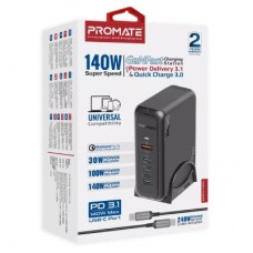 Зарядний пристрій Promate ganport-140w.black - Фото