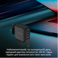 Зарядний пристрій Promate ganport4-100pd.black - Фото