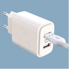 Зарядний пристрій XO L90C (2USB/2.4A) + USB — Lightning White (XO-L90C-L) - Фото