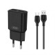 Зарядное устройство XO L92C (2USB/2.4A) + USB - MicroUSB Чорний (XO-L92C-M)