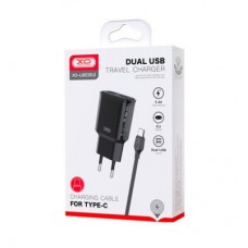Зарядное устройство XO L92C (2USB/2.4A) + USB - Type-C Чорний (XO-L92C-T) - Фото