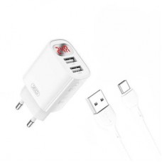 Зарядний пристрій XO L95 (2 USB/2.4 A) + USB — Type-C White (XO-L95-T)