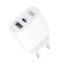 Зарядний пристрій XO L97 (1Type-C/1USB/2.4A) + Type-C — Type-C White (XO-L97-TC) - Фото